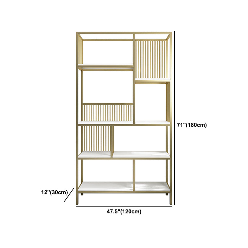 Modern Metel Bookcase Gold Etagere Bookshelf for Living Room 70.9" H X 11.8" W