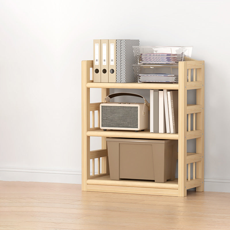 Contemporary Pine Shelf Bookcase Standard Natural Open Bookcase