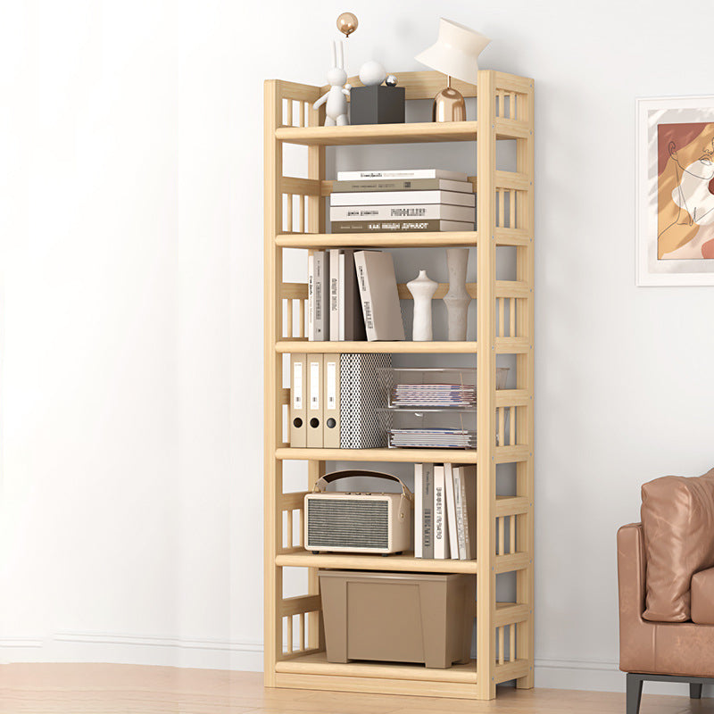 Contemporary Pine Shelf Bookcase Standard Natural Open Bookcase