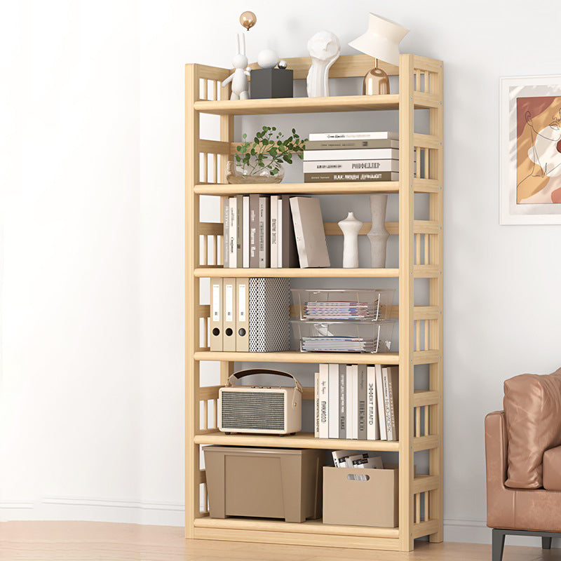 Contemporary Pine Shelf Bookcase Standard Natural Open Bookcase