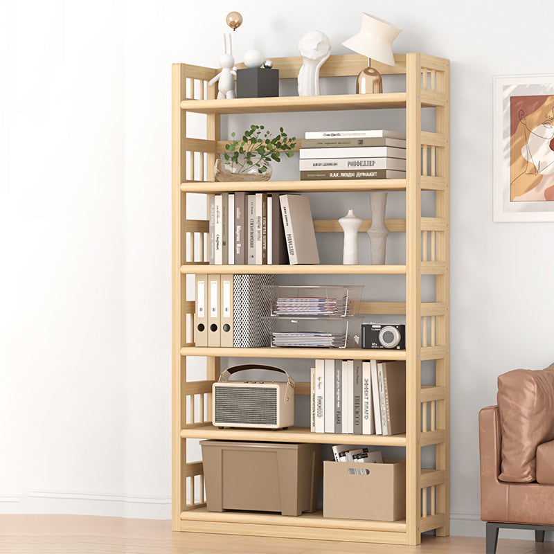Contemporary Pine Shelf Bookcase Standard Natural Open Bookcase