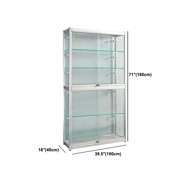 Modern Metal Curio Cabinet Locking Display Stand with Sliding Glass Doors
