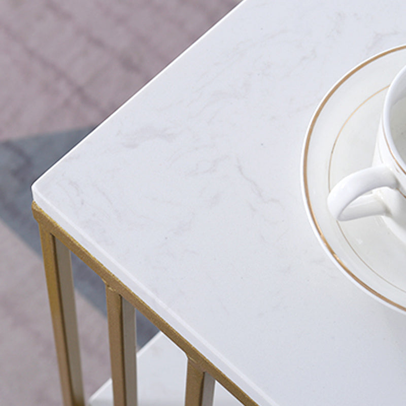 Contemporary 24"H Lower Shelf Nightstand Marble Bedside Cabinet for Bedroom