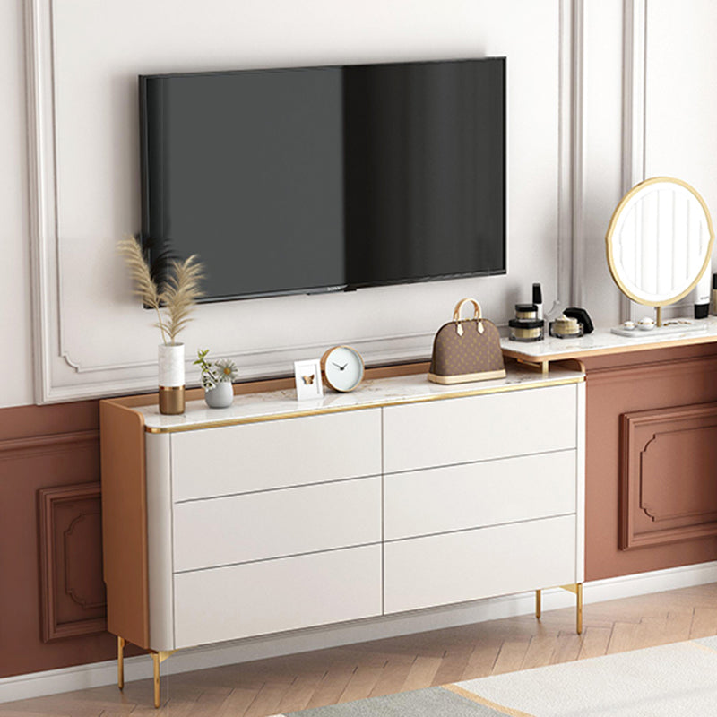 11.7-inch Width Glam Dresser Stone Storage Chest Dresser with 6 Drawers