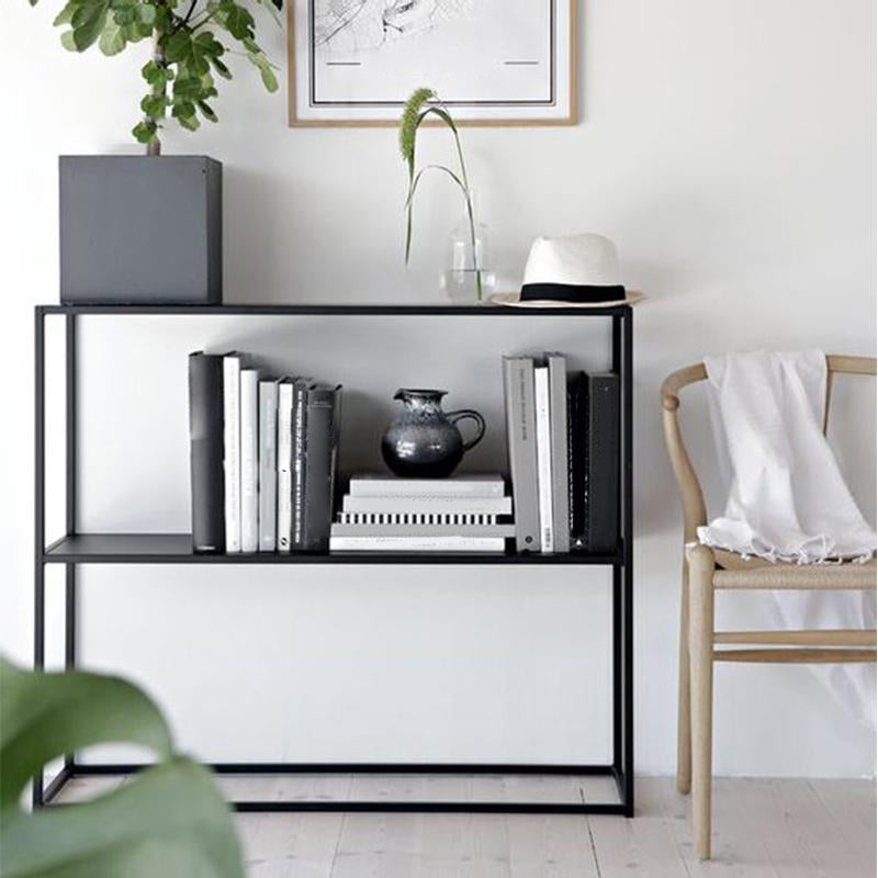Contemporary Iron Console Sofa Table Rectangle Console Accent Table with Shelf for Hall