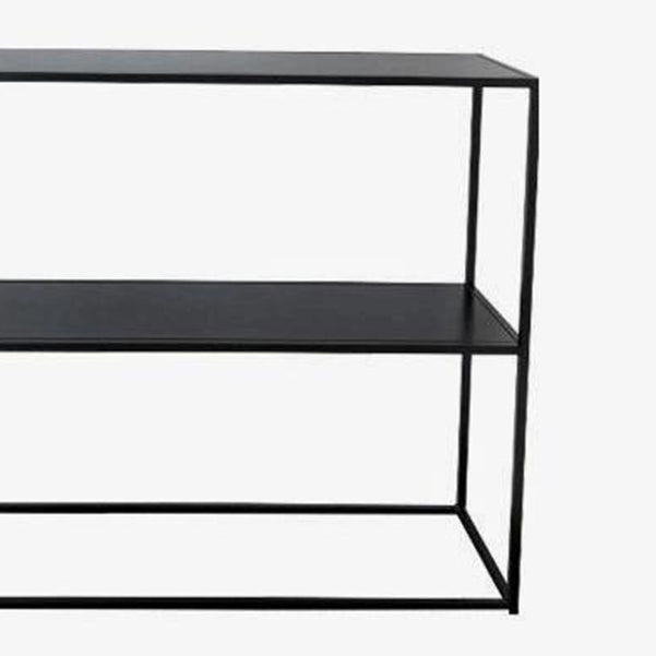 Contemporary Iron Console Sofa Table Rectangle Console Accent Table with Shelf for Hall