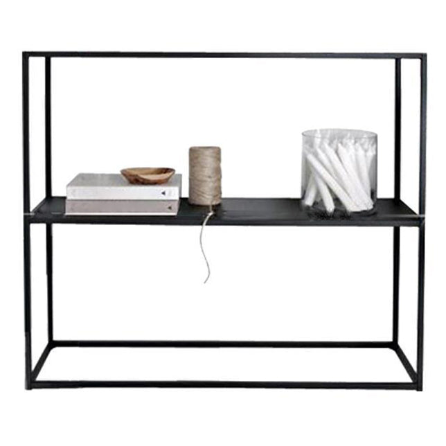 Contemporary Iron Console Sofa Table Rectangle Console Accent Table with Shelf for Hall