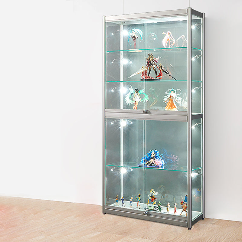 White Display Stand Modern Curio Cabinet with Glass Locking Door