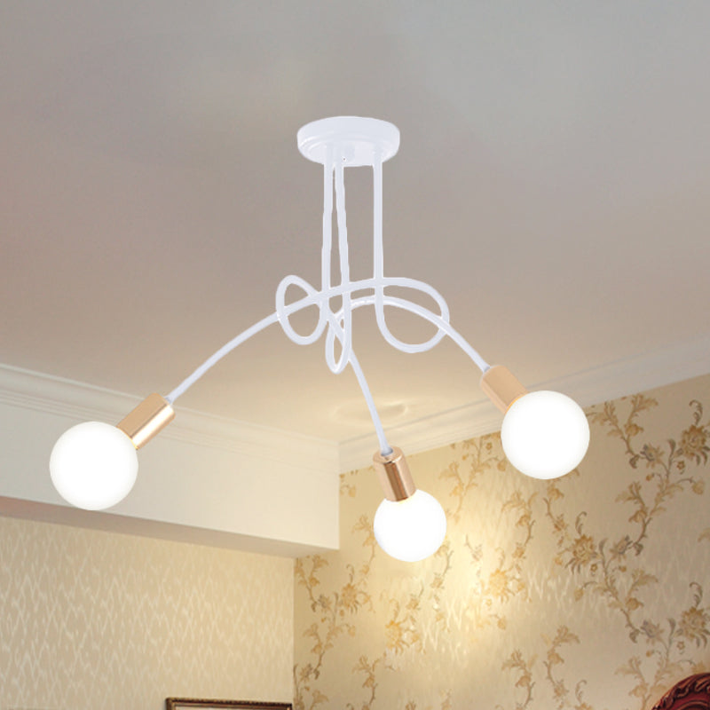 Iluminación de montaje semiempotrado trenzado negro/dorado con bombilla abierta, lámpara de techo de cocina de metal industrial de 3/5/6 luces
