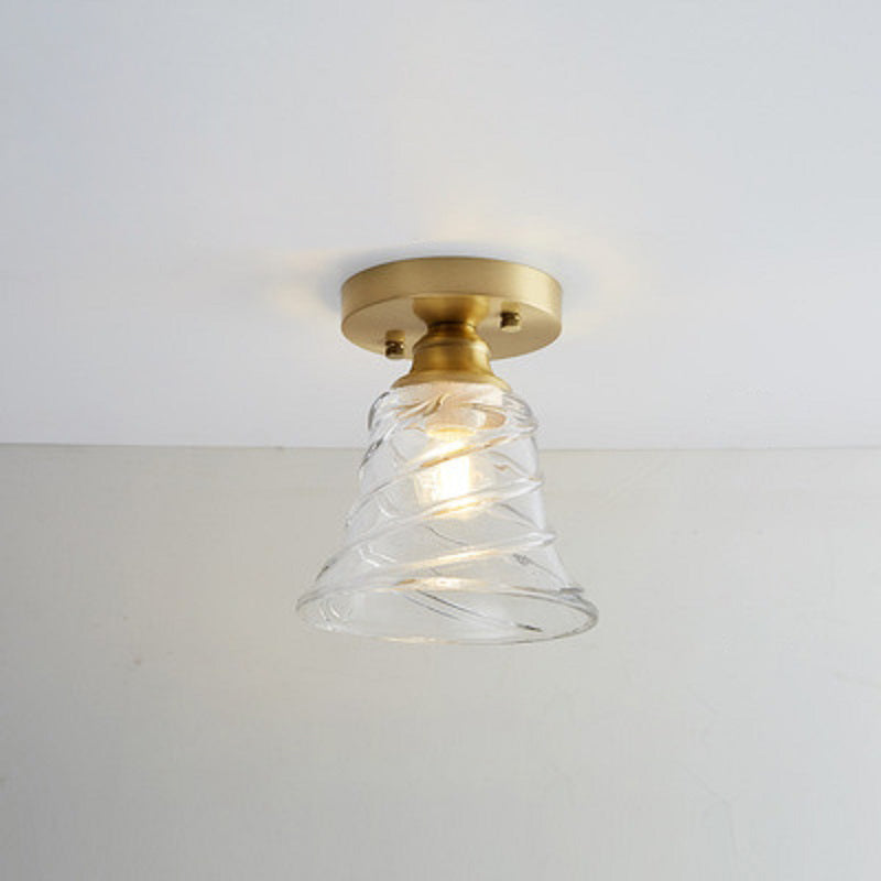 Modern Ceiling Light 1-Light Copper Ceiling Mount Light with Glass Shade for Aisle
