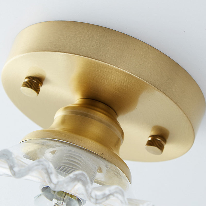 Modern Ceiling Light 1-Light Copper Ceiling Mount Light with Glass Shade for Aisle