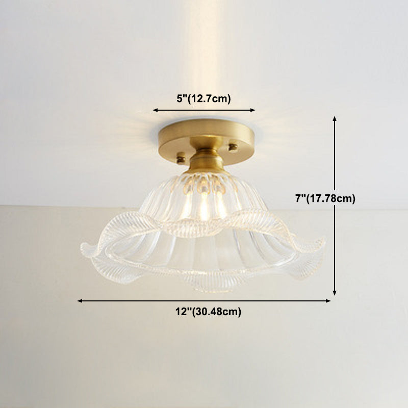 Modern Ceiling Light 1-Light Copper Ceiling Mount Light with Glass Shade for Aisle