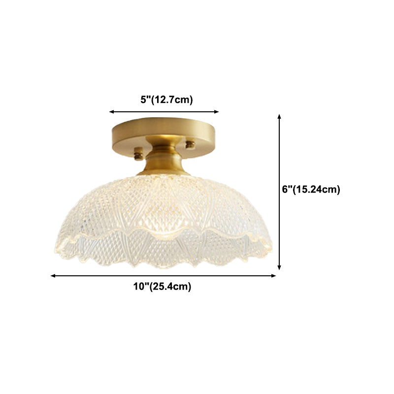 Modern Ceiling Light 1-Light Copper Ceiling Mount Light with Glass Shade for Aisle