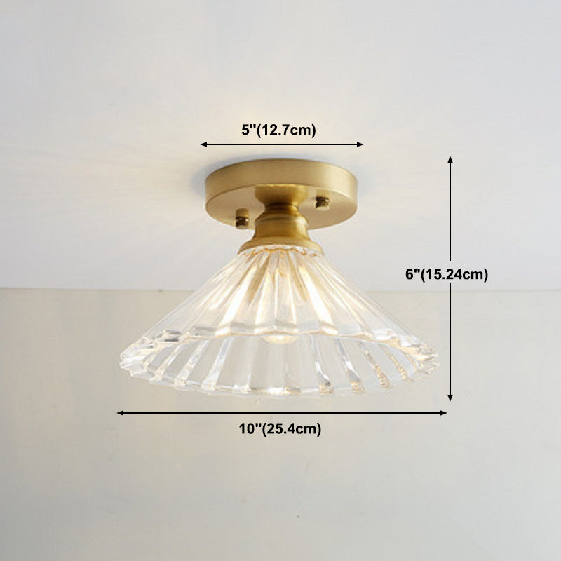 Modern Ceiling Light 1-Light Copper Ceiling Mount Light with Glass Shade for Aisle
