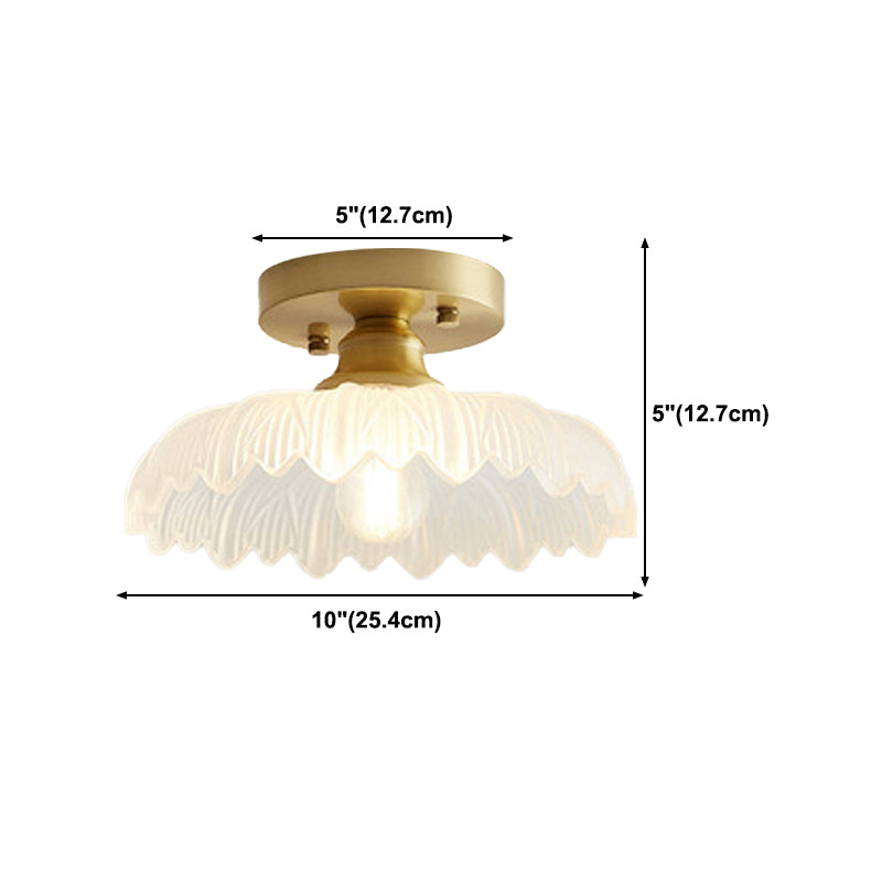 Modern Ceiling Light 1-Light Copper Ceiling Mount Light with Glass Shade for Aisle