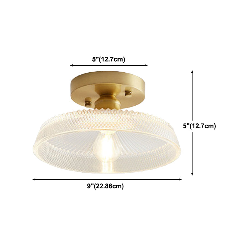 Modern Ceiling Light 1-Light Copper Ceiling Mount Light with Glass Shade for Aisle