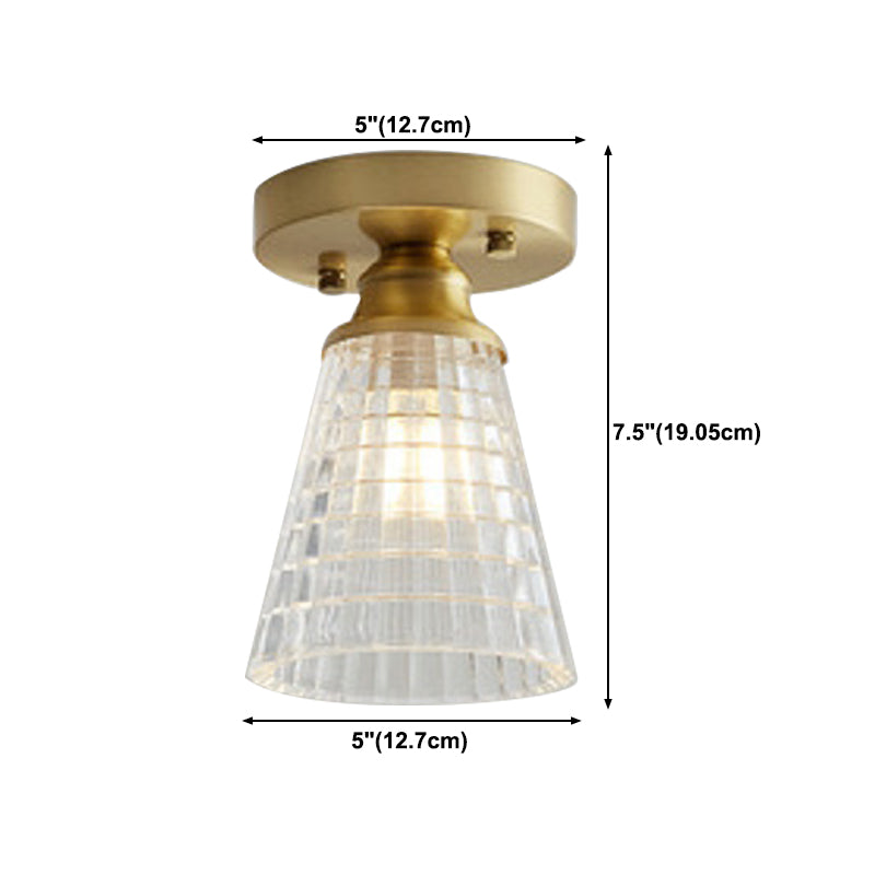 Modern Ceiling Light 1-Light Copper Ceiling Mount Light with Glass Shade for Aisle