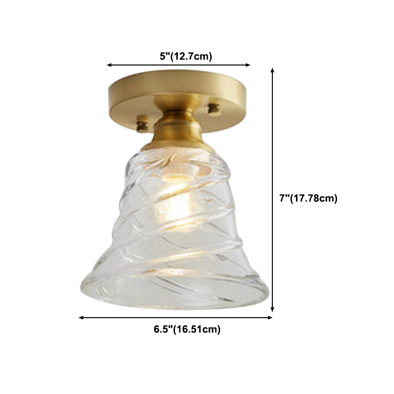 Modern Ceiling Light 1-Light Copper Ceiling Mount Light with Glass Shade for Aisle