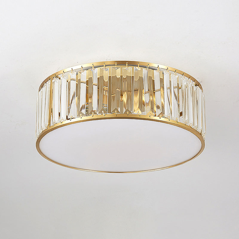 Modern Flush Light Gold Ceiling Lighting with Brass and Crystal for Bedroom