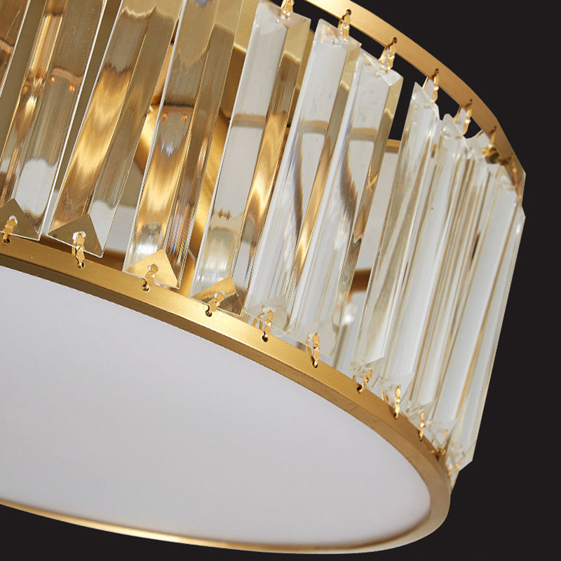 Modern Flush Light Gold Ceiling Lighting with Brass and Crystal for Bedroom