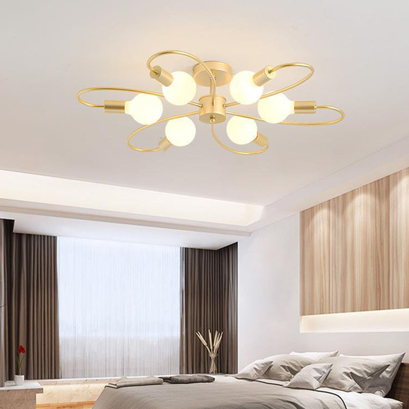 Modern Metal Ceiling Light Golden/Black Flush Mount Lighting for Home