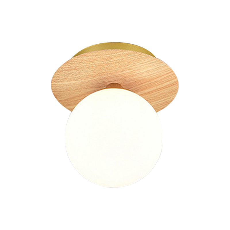 Wood Sphere Flush Mount Lights Contemporary Style 1 Light Flush Mount Lighting