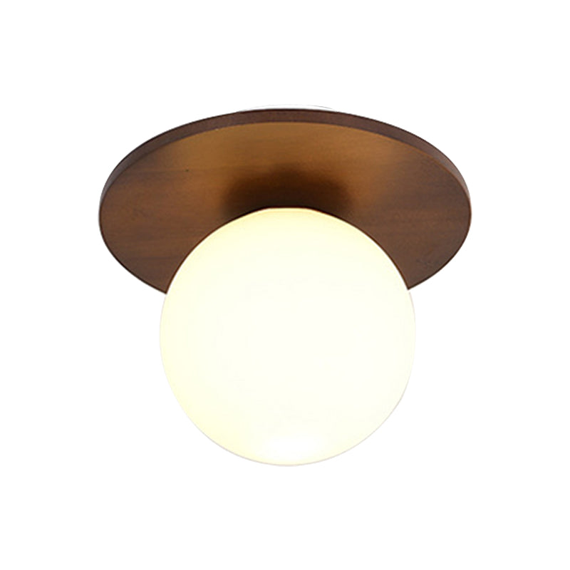 Wood Sphere Flush Mount Lights Contemporary Style 1 Light Flush Mount Lighting