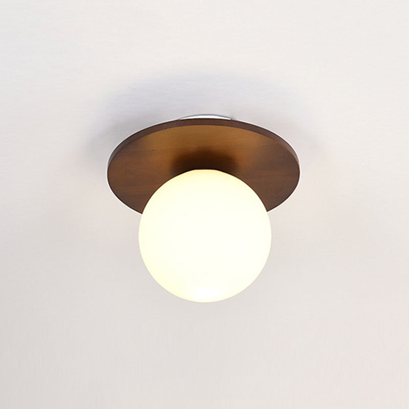 Wood Sphere Flush Mount Lights Contemporary Style 1 Light Flush Mount Lighting