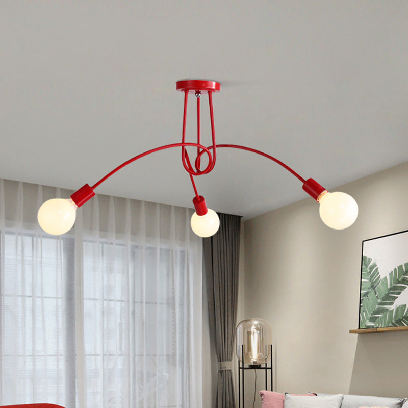Iluminación de montaje semiempotrado trenzado negro/dorado con bombilla abierta, lámpara de techo de cocina de metal industrial de 3/5/6 luces