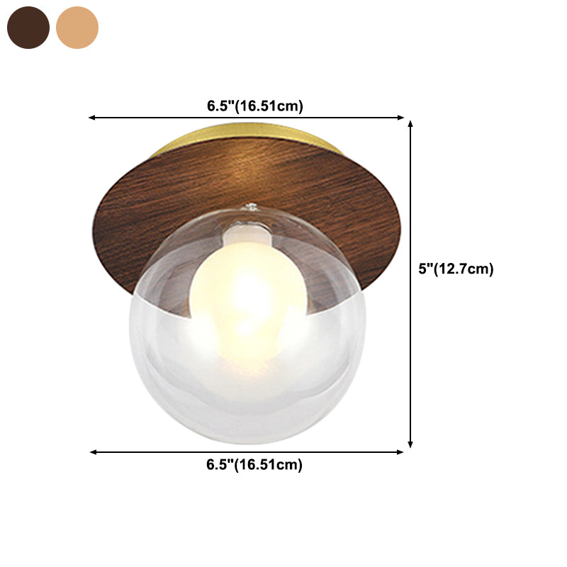 Wood Sphere Flush Mount Lights Contemporary Style 1 Light Flush Mount Lighting
