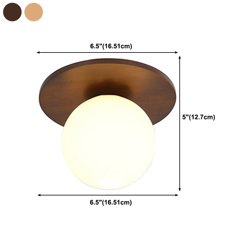 Wood Sphere Flush Mount Lights Contemporary Style 1 Light Flush Mount Lighting
