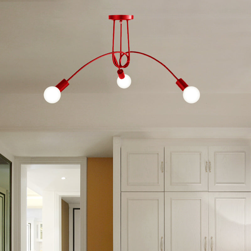Iluminación de montaje semiempotrado trenzado negro/dorado con bombilla abierta, lámpara de techo de cocina de metal industrial de 3/5/6 luces