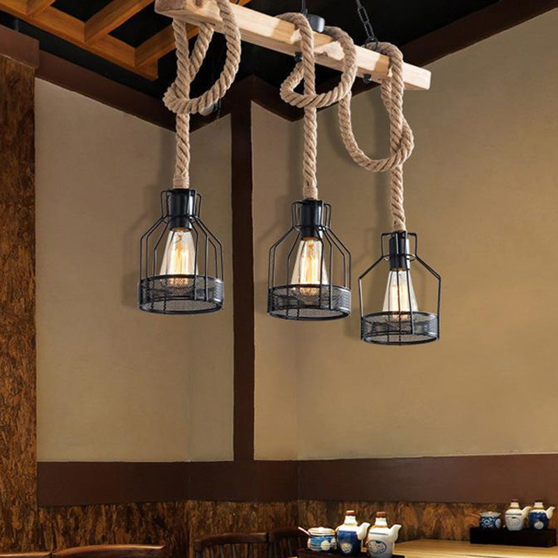 Linear Island Lighting Retro Style Wood Chandelier Lights for Bar