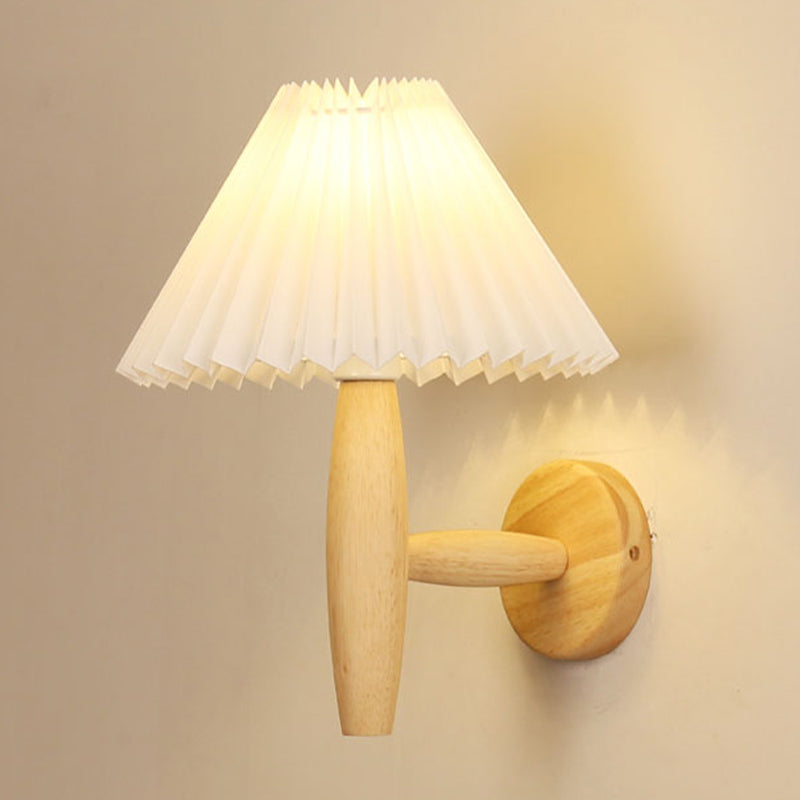 Modern Style Flared Wall Mounted Lamps Wood 1 Light Wall Mounted Light Fixture