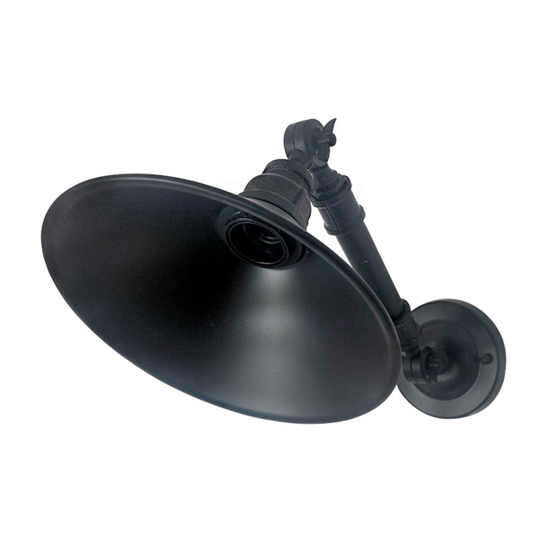 Industrial Cone Shape Wall Mount Light Fixture Metal Sconce Lamp in Black for Dining Room