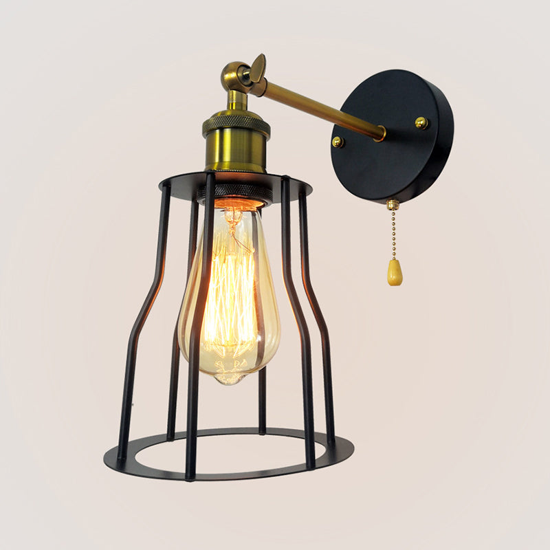 Industrial Unique Shape Wall Mount Light Fixture Metal Sconce Lamp in Black