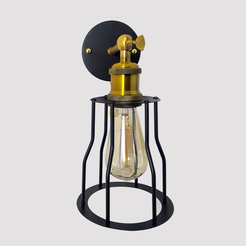 Industrial Unique Shape Wall Mount Light Fixture Metal Sconce Lamp in Black