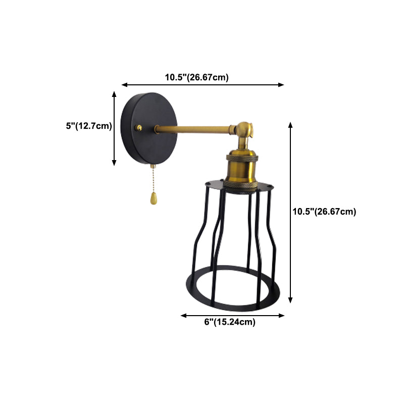 Industrial Unique Shape Wall Mount Light Fixture Metal Sconce Lamp in Black