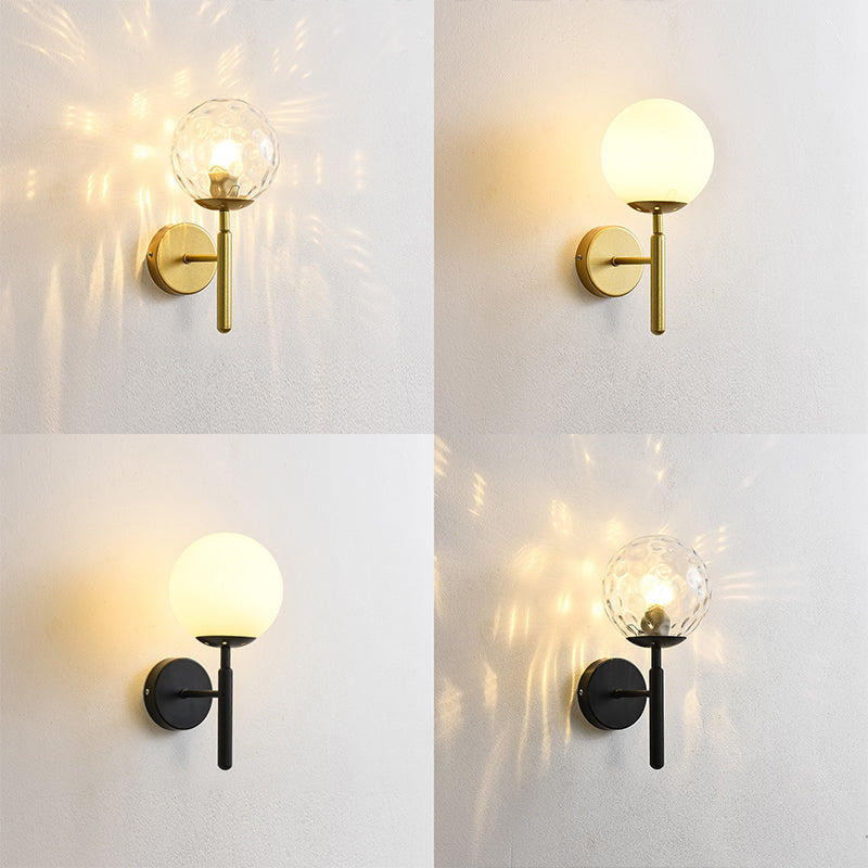 Modern Style Ball Wall Sconce Glass 1 Light Sconces for Bedroom