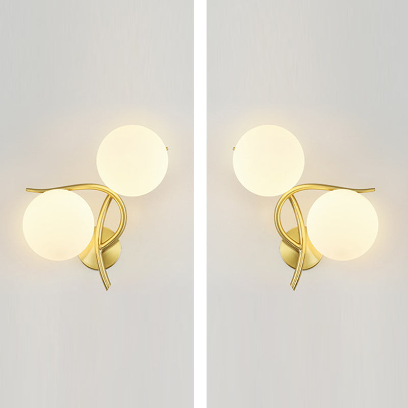 Modern Style Ball Shape Flush Mount 2-Light Glass Ceiling Light for Bedroom