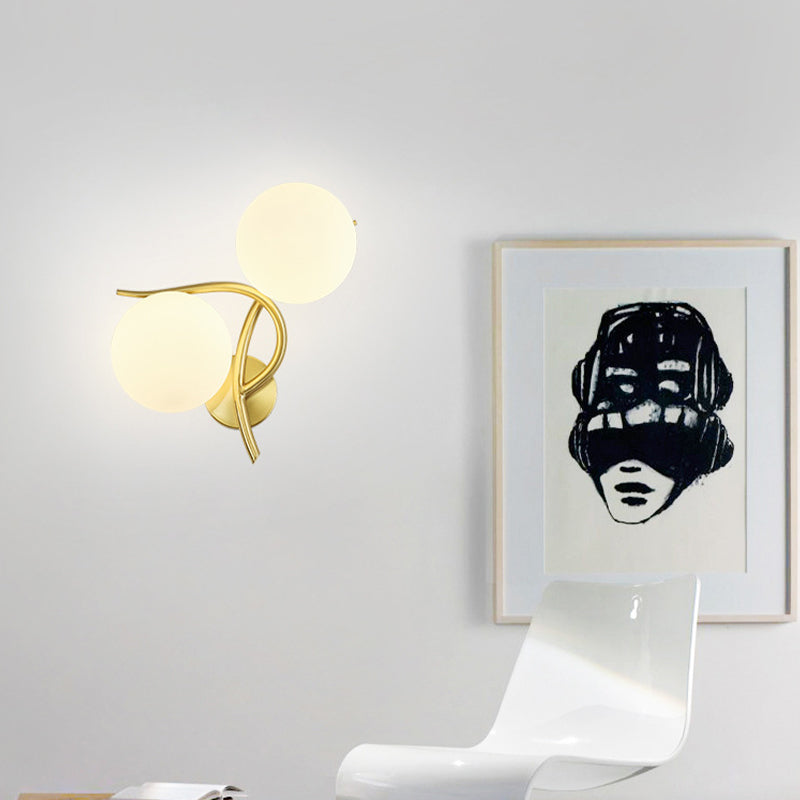 Modern Style Ball Shape Flush Mount 2-Light Glass Ceiling Light for Bedroom