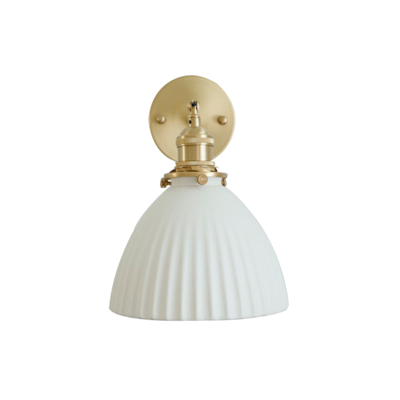 1 -Light Industrial Wall Armed Fixture Brass and Cone Shade Wall Light in Gold