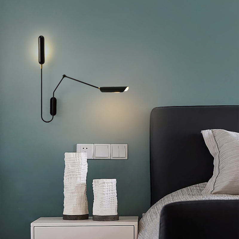 Black Modern Wall Sconce Geometric Shape Wall Light with Metal Shade for Living Room