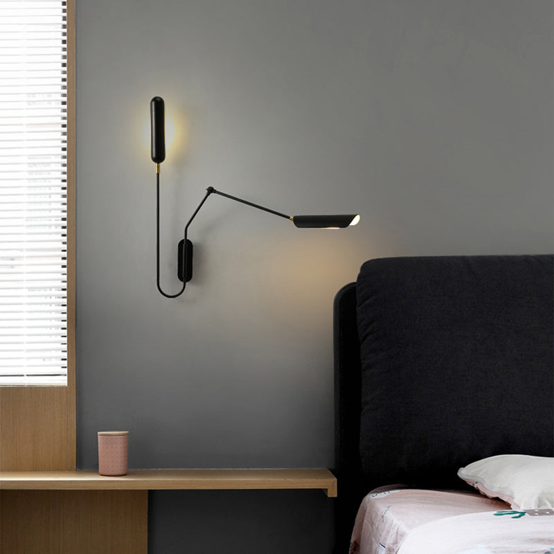 Black Modern Wall Sconce Geometric Shape Wall Light with Metal Shade for Living Room