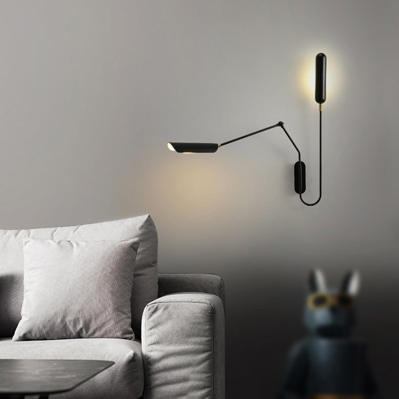 Black Modern Wall Sconce Geometric Shape Wall Light with Metal Shade for Living Room