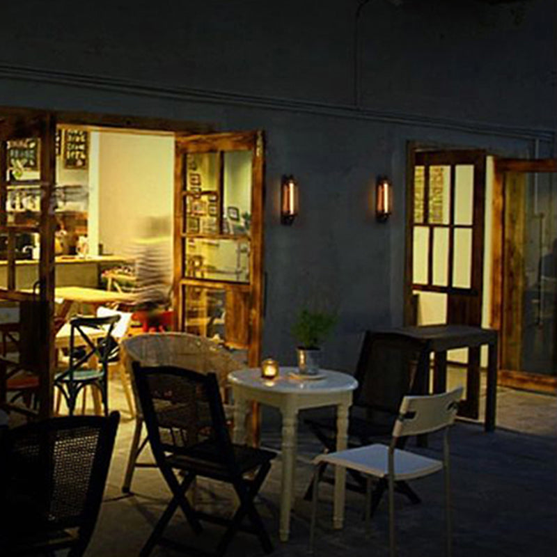 Industrial Wall Sconce Geometric Shape Wall Light with Metal Shade for Bedroom in Black