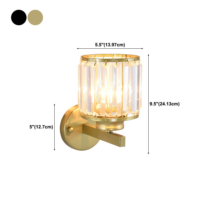 Crystal Half Cylinder Shape Wall Lights Modern Style 1-Light Wall Light Sconce