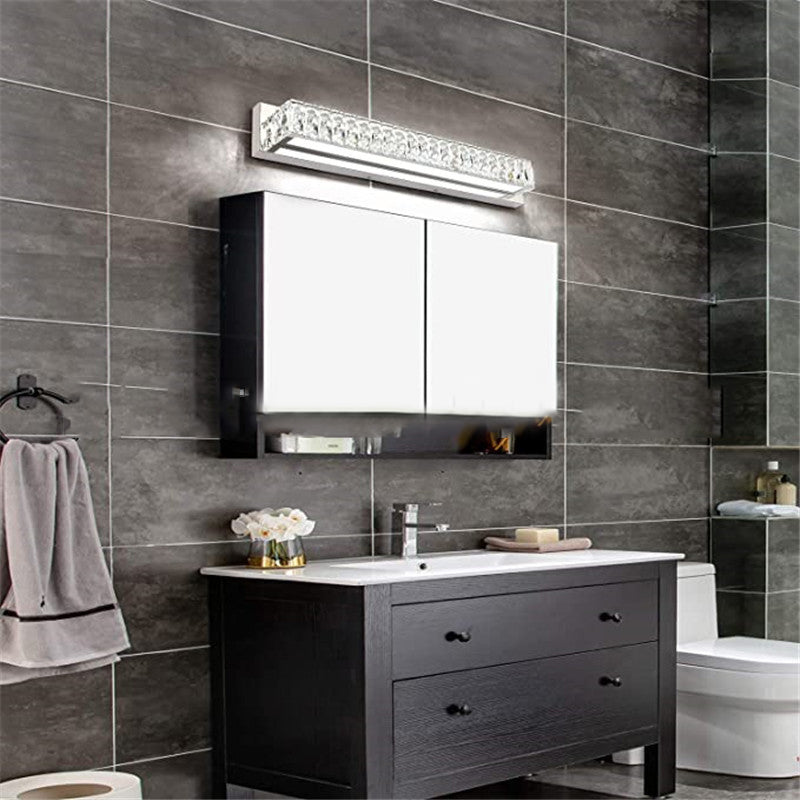 Single Chrome Modern Style Bathroom Vanity Light LED Crystal Bath Bar