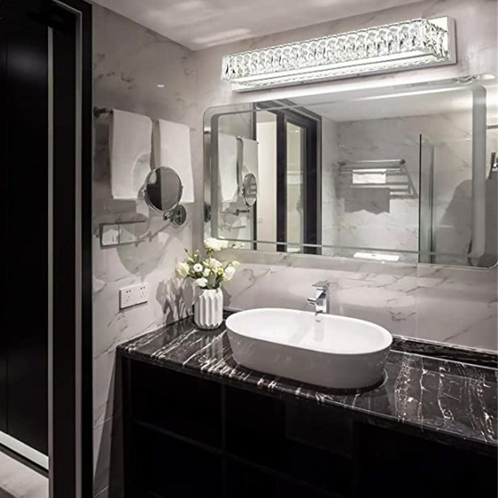 Single Chrome Modern Style Bathroom Vanity Light LED Crystal Bath Bar