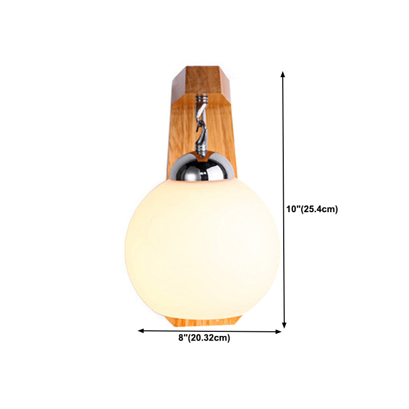 Contemporary Glass Vanity Light Simple Wooden Wall Light Sconce for Bathroom